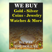 We Kopen Goud Zilver Munten Sieraden Winkel Groot Raamsticker (Vel 3)