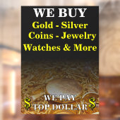 We Kopen Goud Zilver Munten Sieraden Winkel Groot Raamsticker (Vel 2)