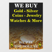 We Kopen Goud Zilver Munten Sieraden Winkel Groot Raamsticker (Vel)