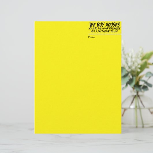We kopen Houses Gele Letter Head Briefhoofd Ontwerp (Staand voorkant)