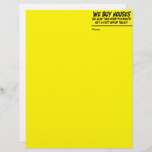 We kopen Houses Gele Letter Head Briefhoofd Ontwerp (Voorkant / Achterkant)