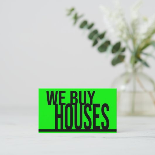 We kopen huishoudens NEON Green Visitekaartje (Staand voorkant)