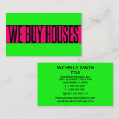 WE KOPEN HUIZEN Neon Green Hot Pink Visitekaartje (Voorkant / Achterkant)