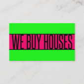 WE KOPEN HUIZEN Neon Green Hot Pink Visitekaartje (Voorkant)