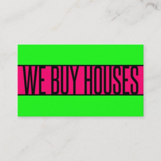 WE KOPEN HUIZEN Neon Green Hot Pink Visitekaartje (Voorkant)