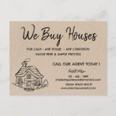 We kopen huizen voor de promotie van onroerend goe briefkaart (Voorkant)