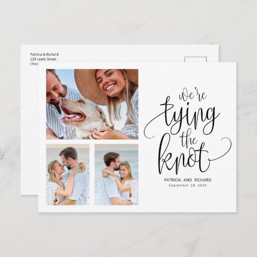 We koppelen de knoop om de datum van eenvoudige fo briefkaart (Voorkant / Achterkant)