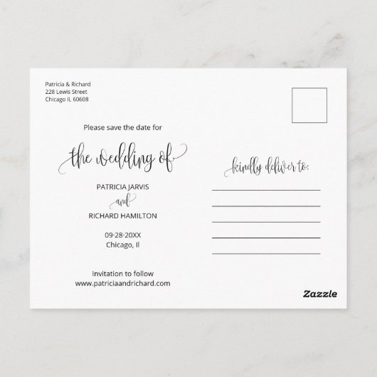 We koppelen de knoop om de datum van eenvoudige fo briefkaart (Achterkant)