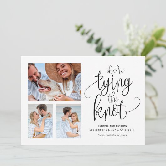 We koppelen de knoop om de datum van eenvoudige fo kaart (Staand voorkant)