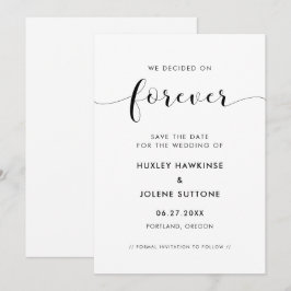 We kozen voor altijd Elegant zwart en wit Save The Date