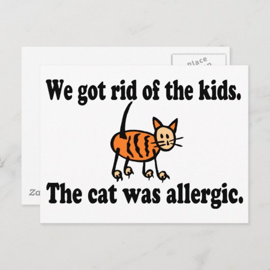 We kregen last van het Kind dat het katje allergis Briefkaart (Voorkant / Achterkant)