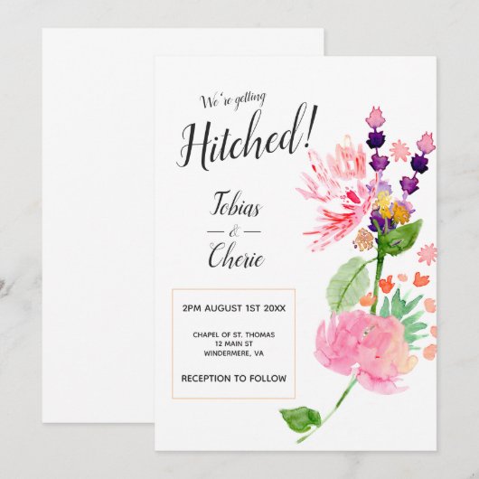 We krijgen een gehitste Floral bruiloft Kaart (Voorkant / Achterkant)