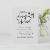 We krijgen een huwelijksscripttrouwuitnodiging save the date (Staand voorkant)
