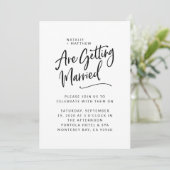 We krijgen een huwelijksscripttrouwuitnodiging save the date (Staand voorkant)