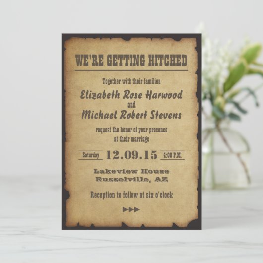 We krijgen een huwelijksuitnodiging kaart (Staand voorkant)