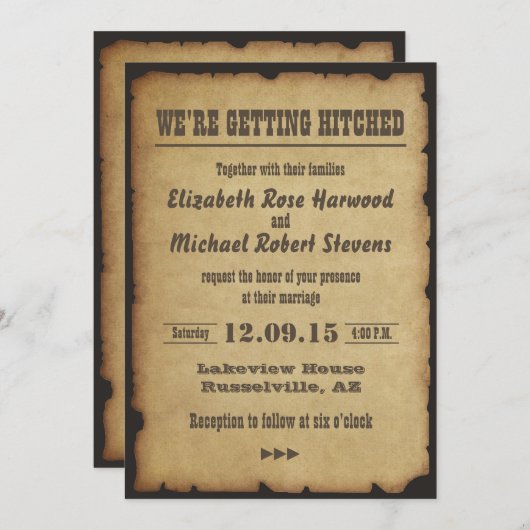 We krijgen een huwelijksuitnodiging kaart (Voorkant / Achterkant)