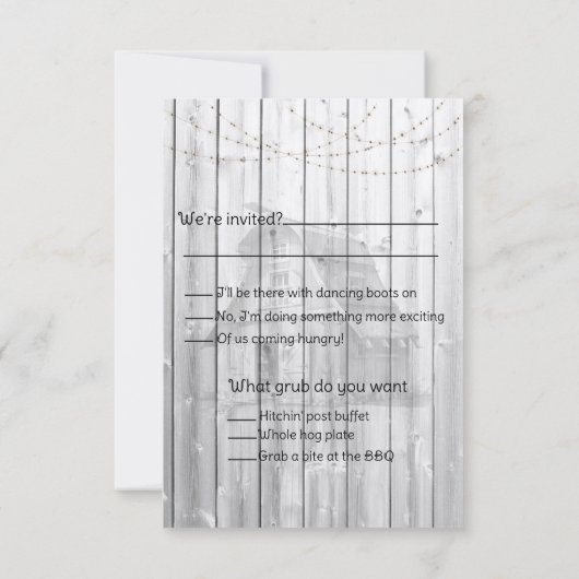 We krijgen een Westerne bruiloft RSVP Kaartje (Achterkant)