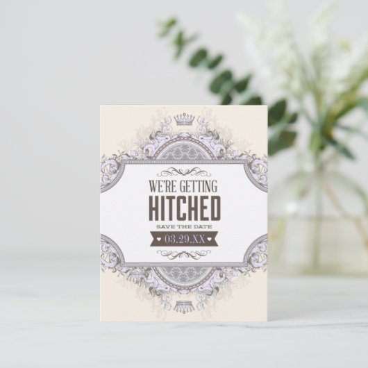 We krijgen gehitte bruiloft, sparen de datum save the date (Staand voorkant)