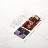 We krijgen gehitte foto Collage Wedding Gold Folie Uitnodiging (Gedraaid)