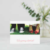 We krijgen Hitched Briefkaart (Staand voorkant)