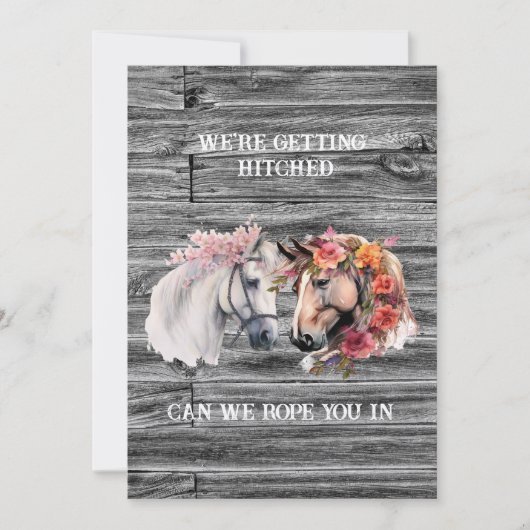 We krijgen Hitched Westerne bruiloft uitnodiging (Voorkant)