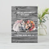 We krijgen Hitched Westerne bruiloft uitnodiging (Staand voorkant)