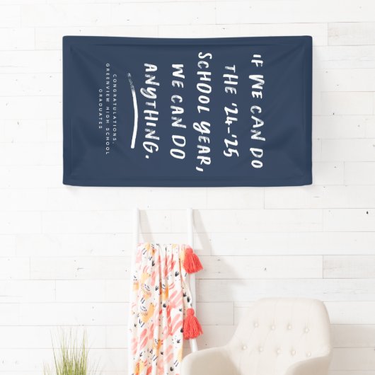 We kunnen alles doen 2024 afstuderen marineblauw spandoek (Insitu)