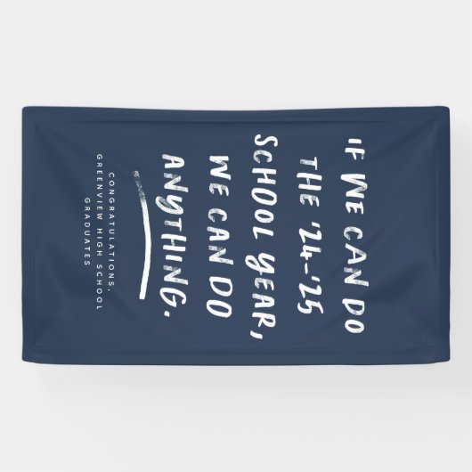 We kunnen alles doen 2024 afstuderen marineblauw spandoek (Horizontaal)