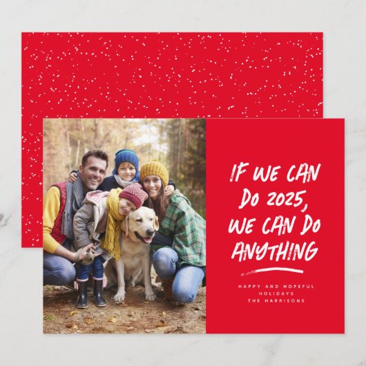 We kunnen alles doen Kerstmis foto rood Feestdagenkaart (Voorkant / Achterkant)