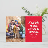 We kunnen alles doen Kerstmis foto rood Feestdagenkaart (Staand voorkant)