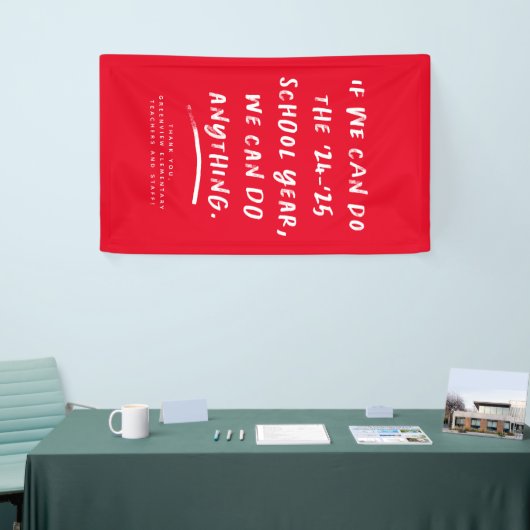 We kunnen alles doen wat leuk is schooljaar rood spandoek (Beurs)