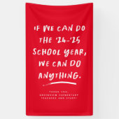 We kunnen alles doen wat leuk is schooljaar rood spandoek (Verticaal)
