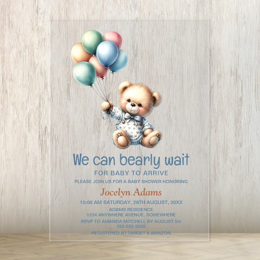We kunnen Baby shower afwachten Acryl Uitnodigingen