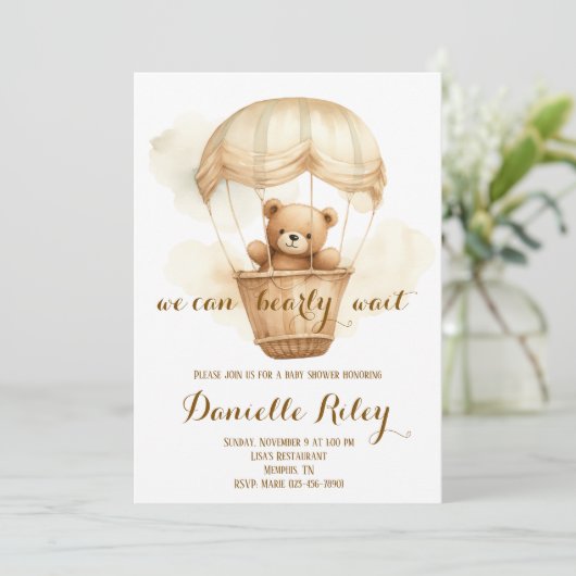 We kunnen Baby shower Teddy Bear afwachten. Kaart (Staand voorkant)