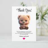 We kunnen Barly Wachten Baby shower teddybeer Bedankkaart (Staand voorkant)