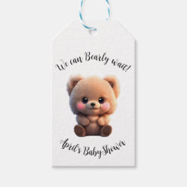 We kunnen Barly Wachten Baby shower teddybeer Cadeaulabel