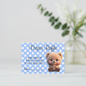 We kunnen Barly Wachten Baby shower teddybeer Informatiekaartje (Staand voorkant)
