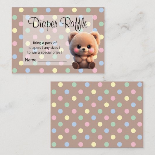 We kunnen Barly Wachten Baby shower teddybeer Informatiekaartje (Voorkant / Achterkant)