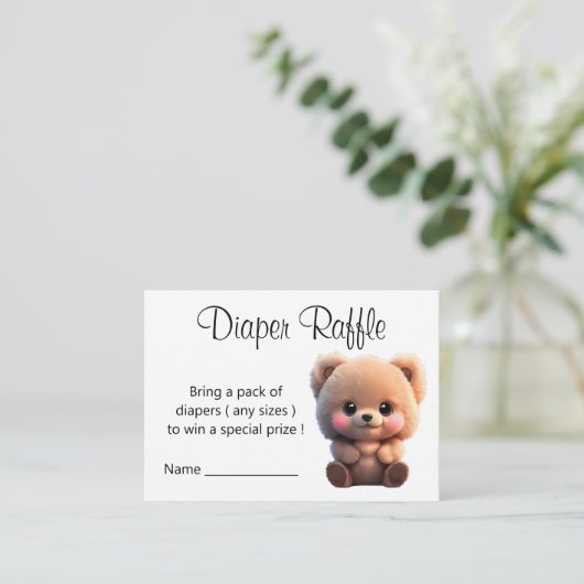 We kunnen Barly Wachten Baby shower teddybeer Informatiekaartje (Staand voorkant)