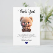 We kunnen Barly Wachten Baby shower teddybeer jong Bedankkaart (Staand voorkant)