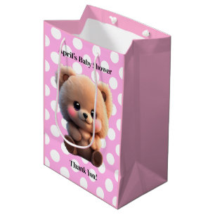 We kunnen Barly Wachten Baby shower teddybeer polk Medium Cadeauzakje