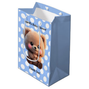 We kunnen Barly Wachten Baby shower teddybeer polk Medium Cadeauzakje