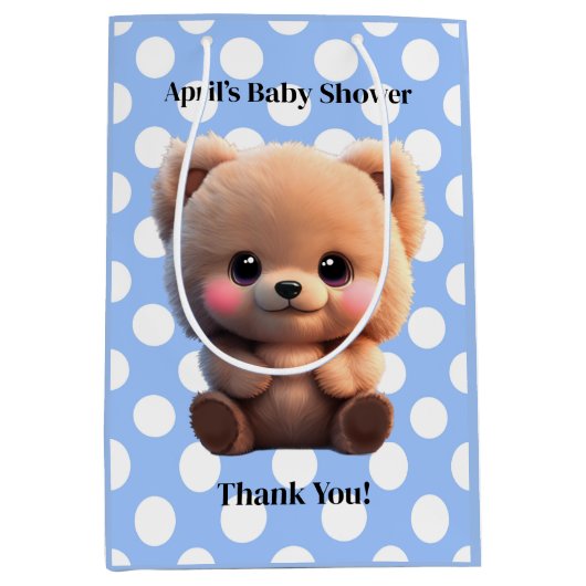 We kunnen Barly Wachten Baby shower teddybeer polk Medium Cadeauzakje (Voorkant)