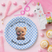 We kunnen Barly Wachten Baby shower teddybeer polk Papieren Bordje (Feest)