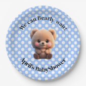 We kunnen Barly Wachten Baby shower teddybeer polk Papieren Bordje (Voorkant)