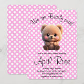 We kunnen Barly Wachten schattig teddy beer roze p Kaart (Voorkant / Achterkant)