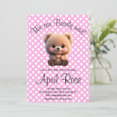 We kunnen Barly Wachten schattig teddy beer roze p Kaart (Staand voorkant)