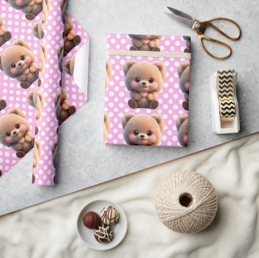 We kunnen Barly Wachten schattige teddybeer Polka  Cadeaupapier (Crafts)