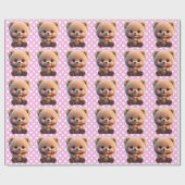 We kunnen Barly Wachten schattige teddybeer Polka  Cadeaupapier (Vlak)