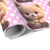 We kunnen Barly Wachten schattige teddybeer Polka  Cadeaupapier (Rol Hoek)